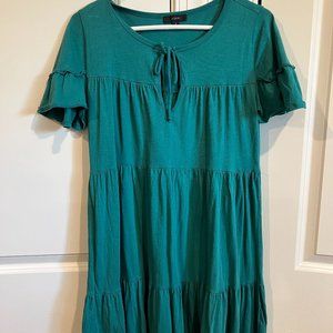 Green/Teal J.Crew flutter cotton dress
